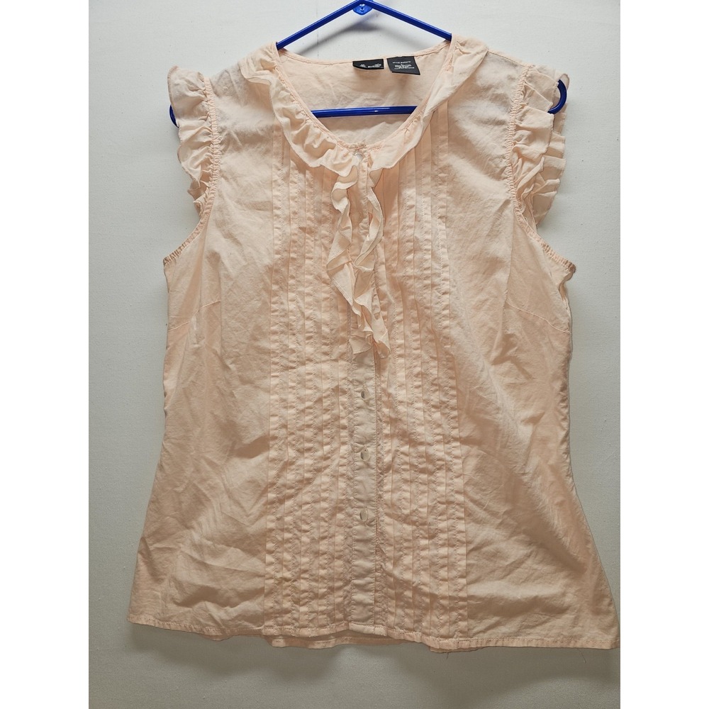 VTG 90s Willi Smith Pastel Sleeveless Button Up Top L Coquette Prarie Romantic